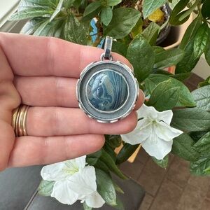 Artisan Proxartist Sterling 14KT Gold Leland Blue Stone Fish Parable Pendant